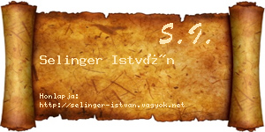 Selinger István névjegykártya