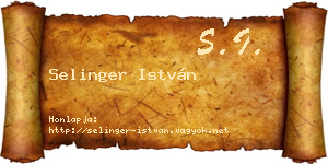Selinger István névjegykártya